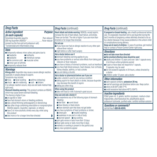 Advil® Liqui-Gels® Ibuprofen Pain Relief Capsules, 200 mg