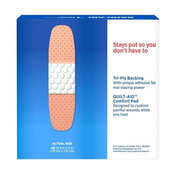 Band-Aid Tru-Stay Plastic Bandages, One Size, 60 ct.