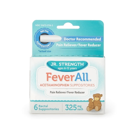 Pain Relief FeverAll® 325 mg Strength Acetaminophen Rectal Suppository 6 per Box (BX)