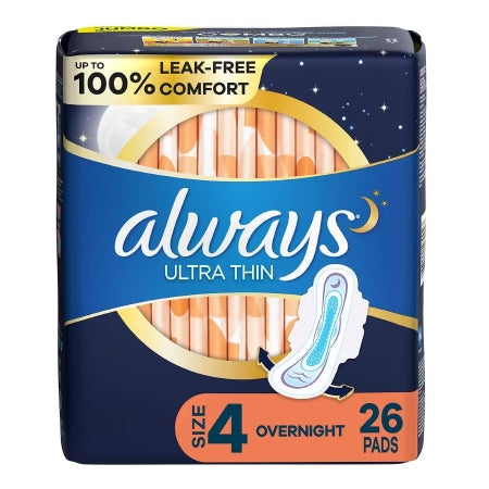 Always Ultra Thin Overnight Maxi Pad With Wings, Size 4