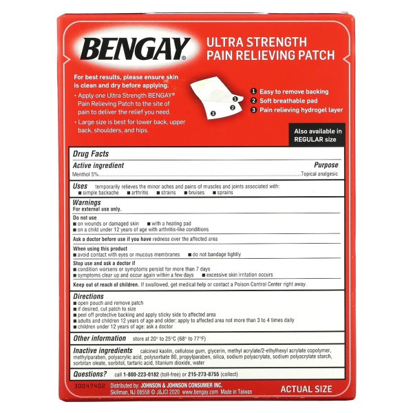 Bengay® Ultra Strength Menthol Topical Pain Relief Patch