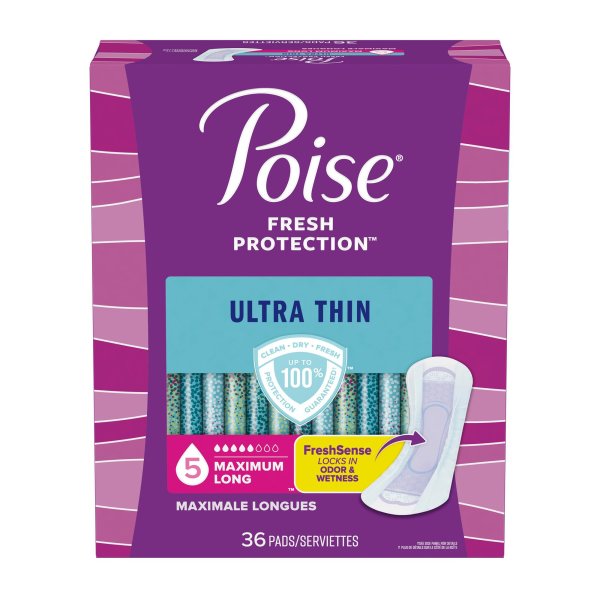 Poise Fresh Protection Ultra Thin Pads, Maximum Long