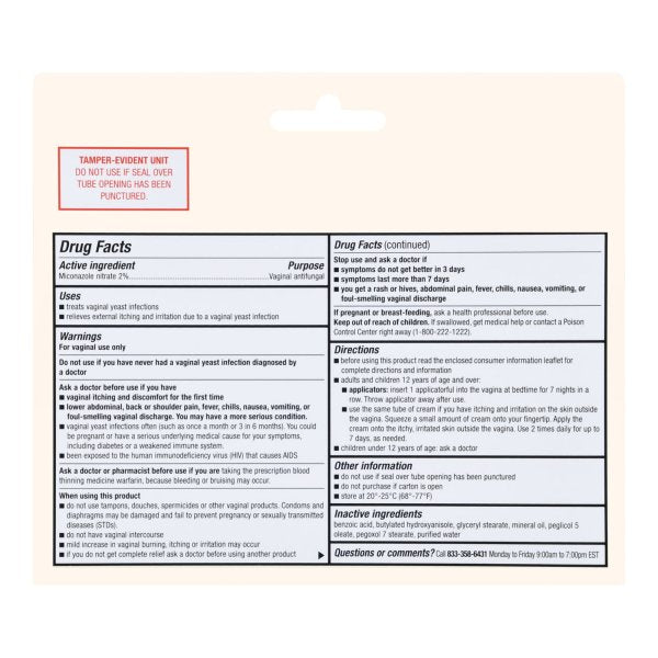 Foster & Thrive Miconazole 7 Day Vaginal Antifungal Treatment, 7 Disposable Applicators