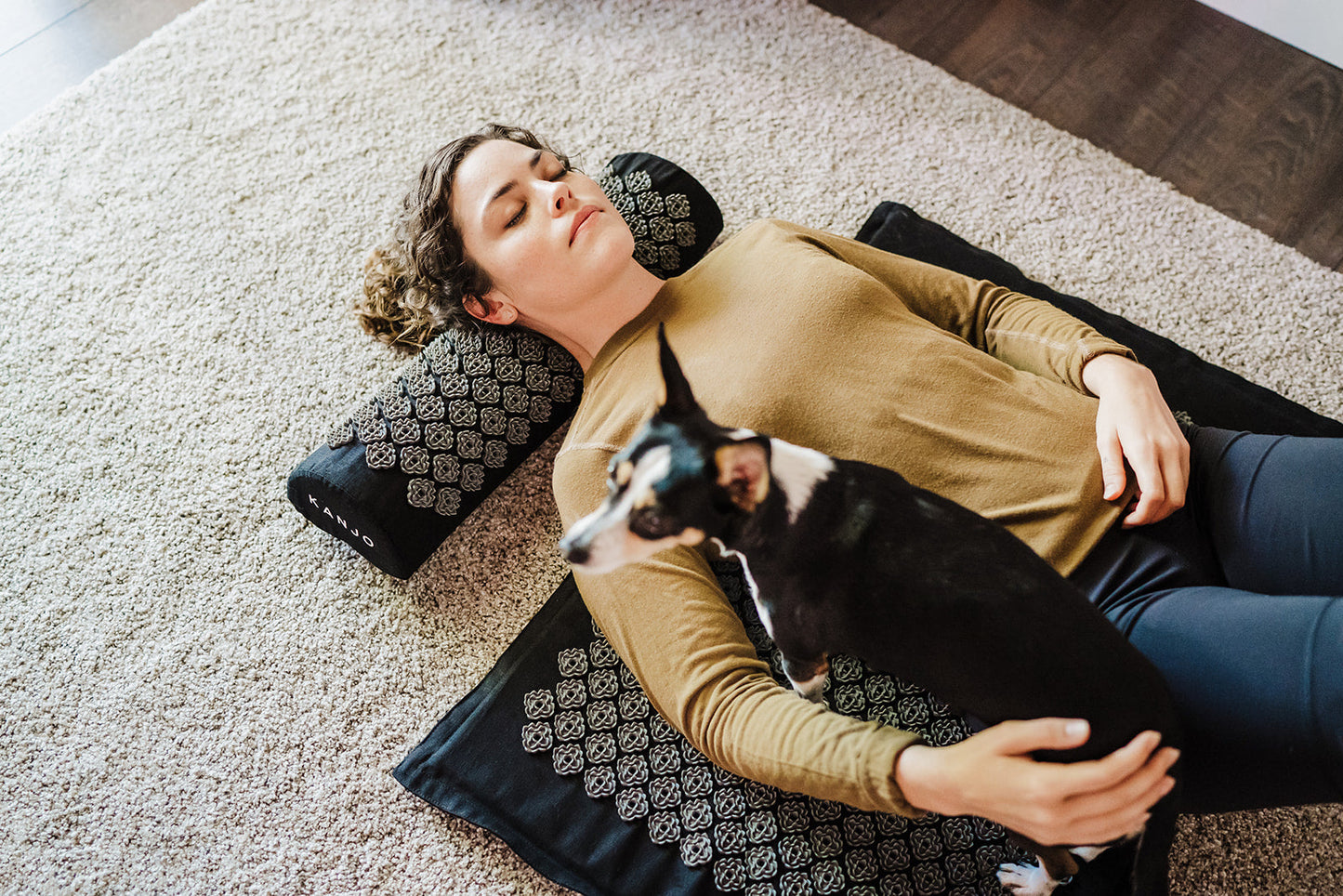 Kanjo Memory Foam Acupressure Mat Set, Large, Black