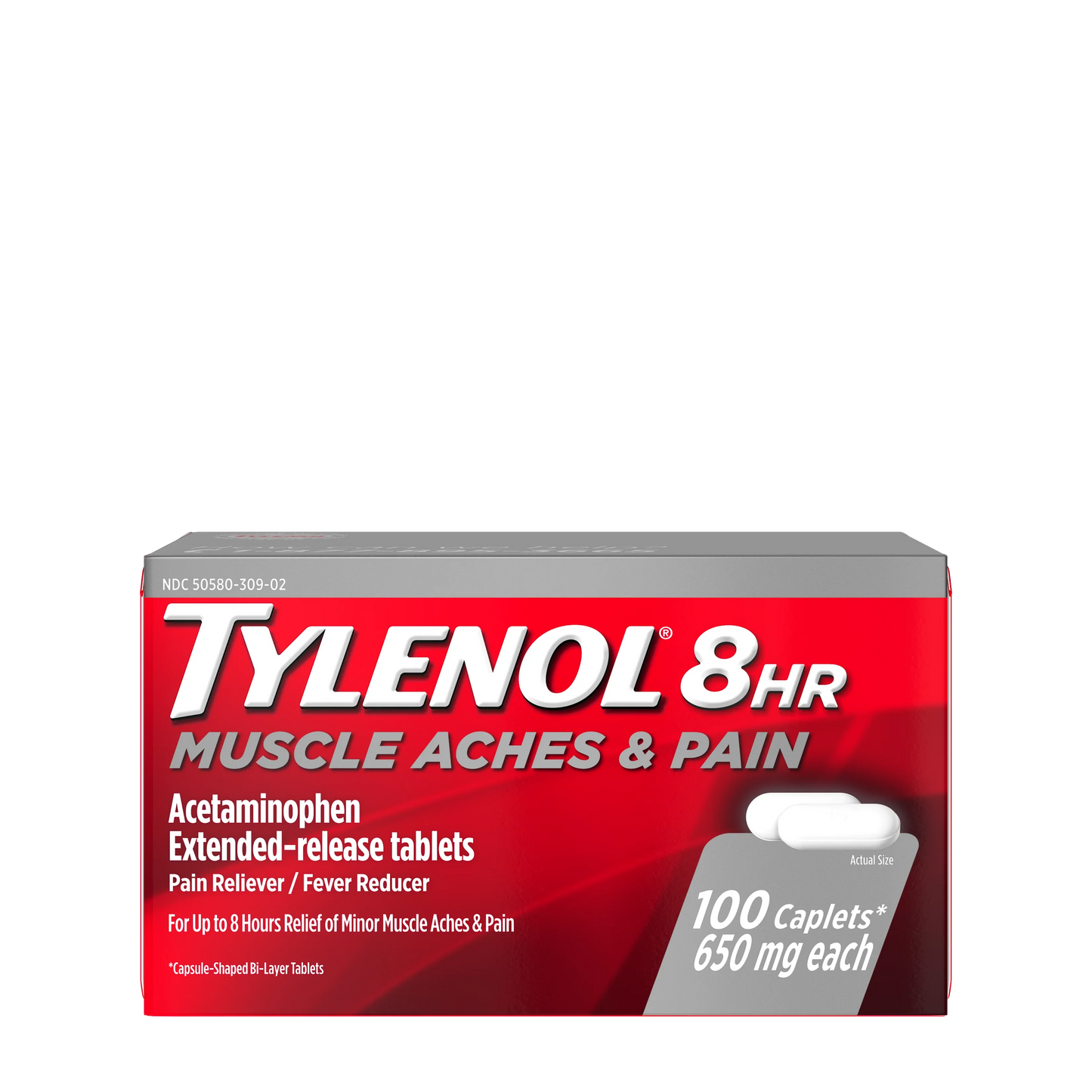 TYLENOL® 8 HR Muscle Aches & Pain Caplets, 100 ct.