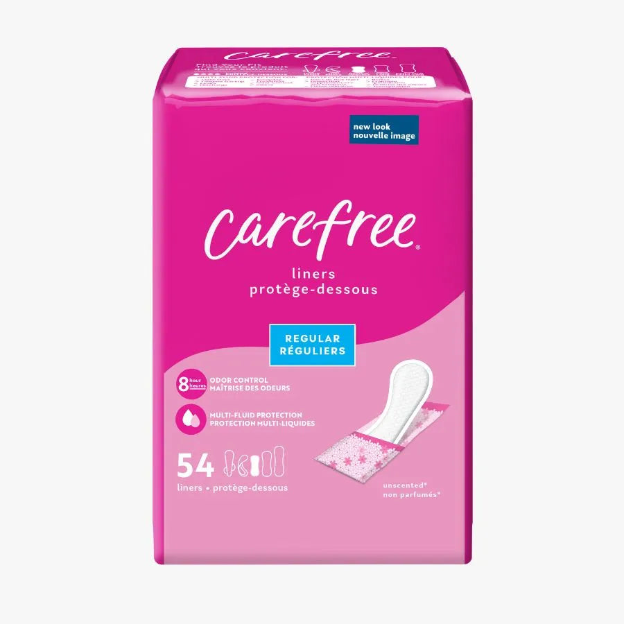 Carefree® Panty Liners, Regular Liners, Wrapped. 54 ct.