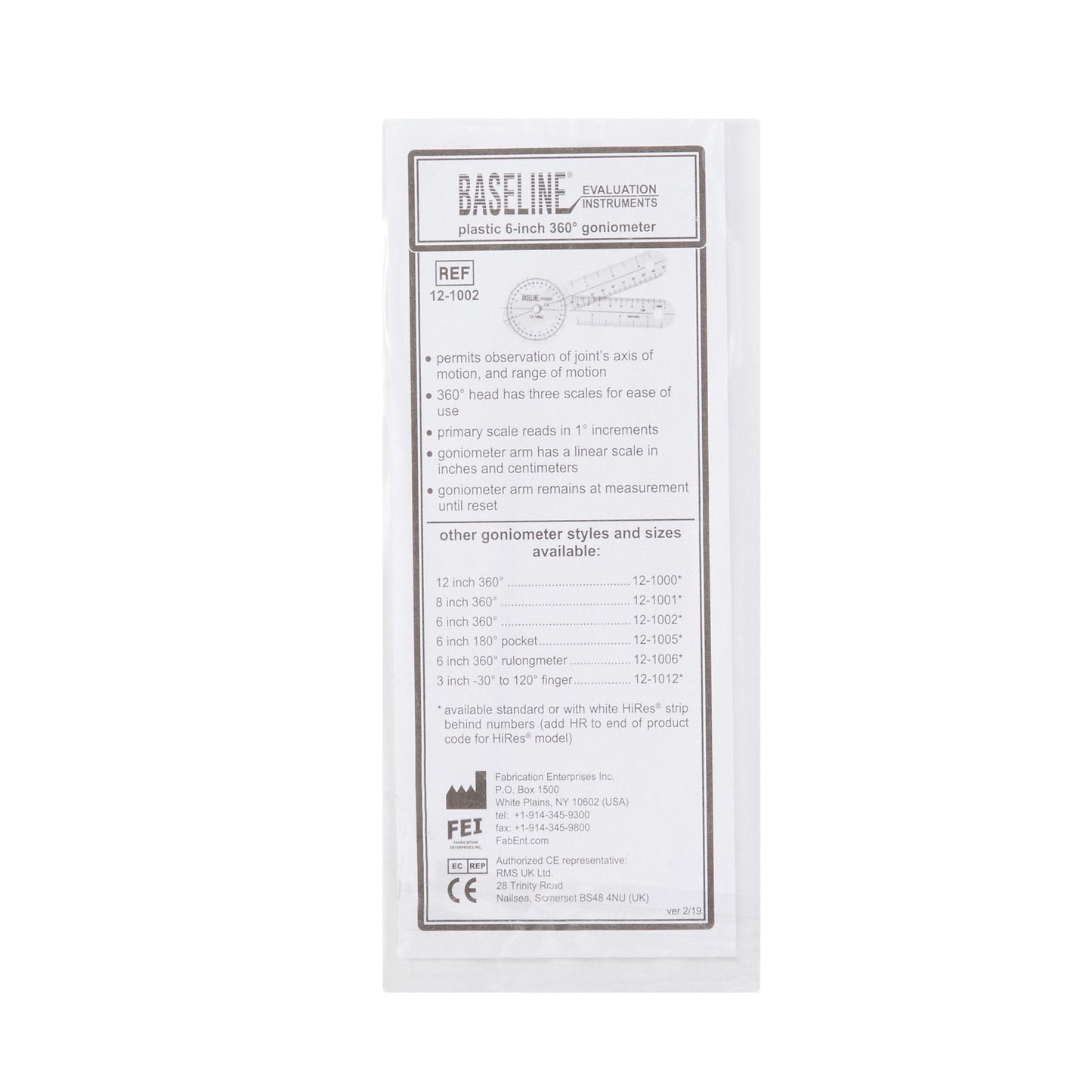 Baseline® 360° Head Plastic Goniometer, 6 Inch Arms