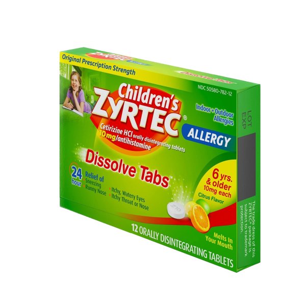 Children's Allergy Relief Zyrtec Oral Dissolve Tablet, Citrus, 12 ct.