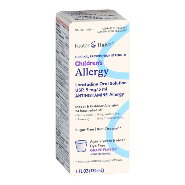 Foster & Thrive Children's 24 HR Allergy Relief Liquid, Grape, 4 oz.
