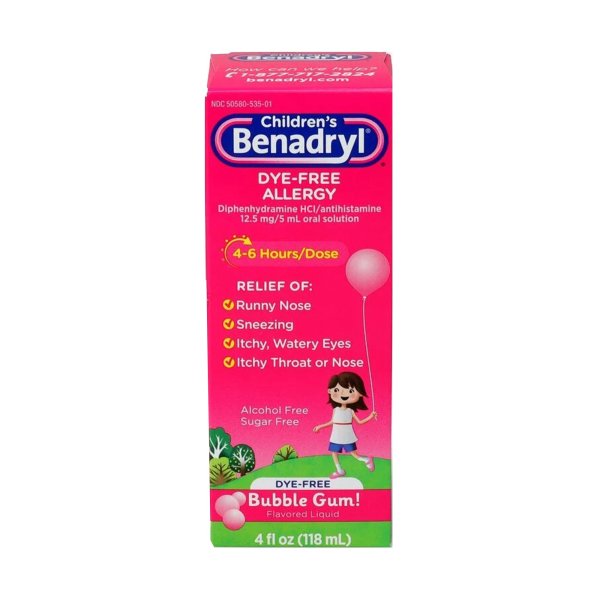 Children's Benadryl Allergy Relief Liquid Medicine, Multiple Flavors