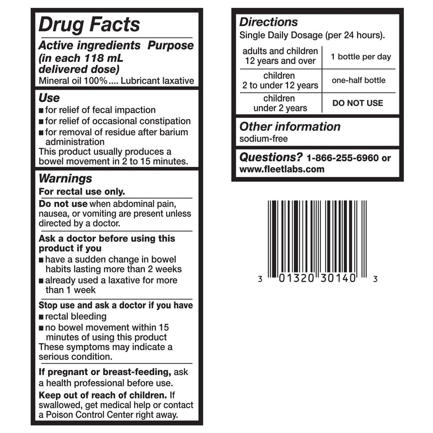 Fleet® Mineral Oil Enema, 4.5 oz. Bottle