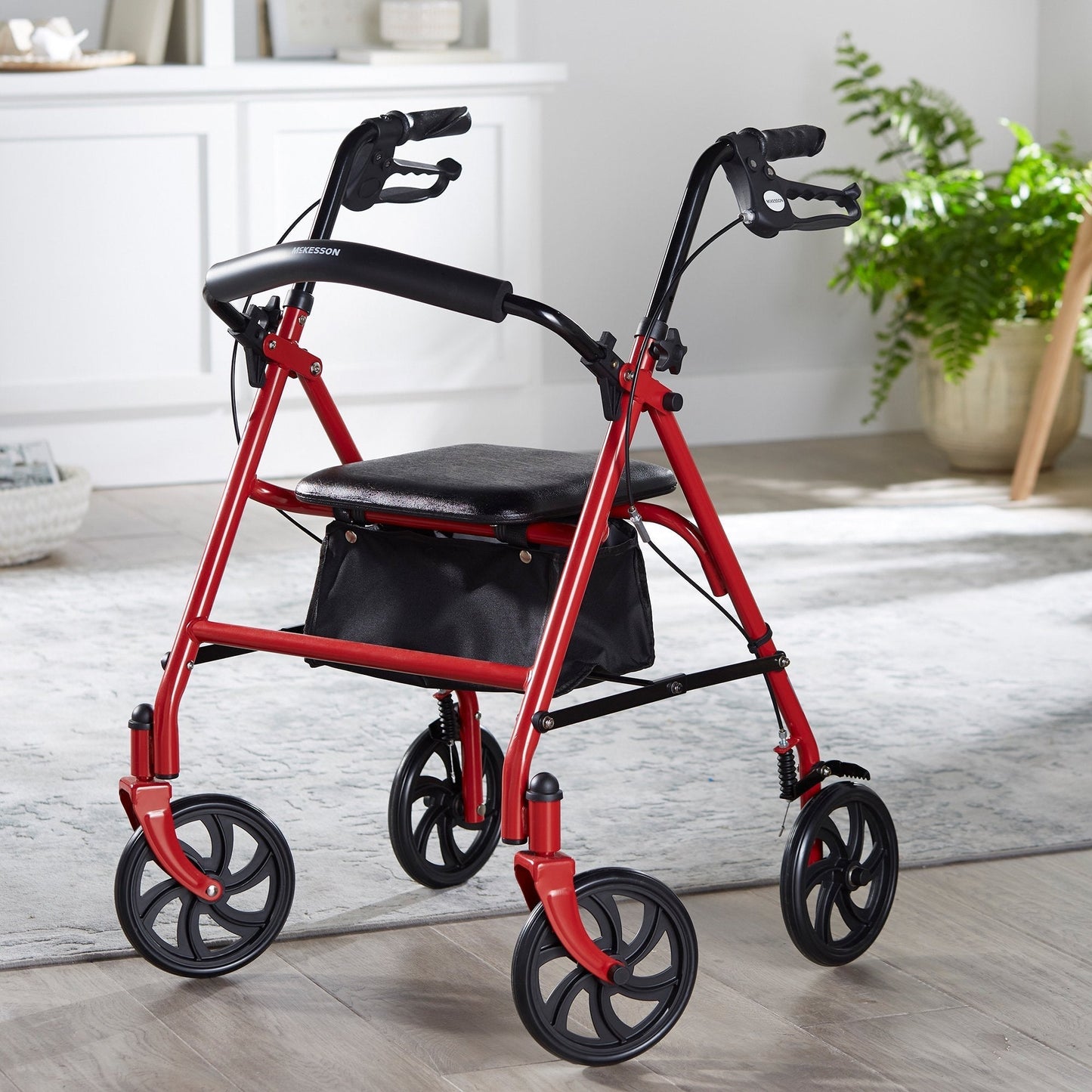 McKesson Folding Steel 4 Wheel Rollator, 12" Seat Width, 300 lb. Capacity