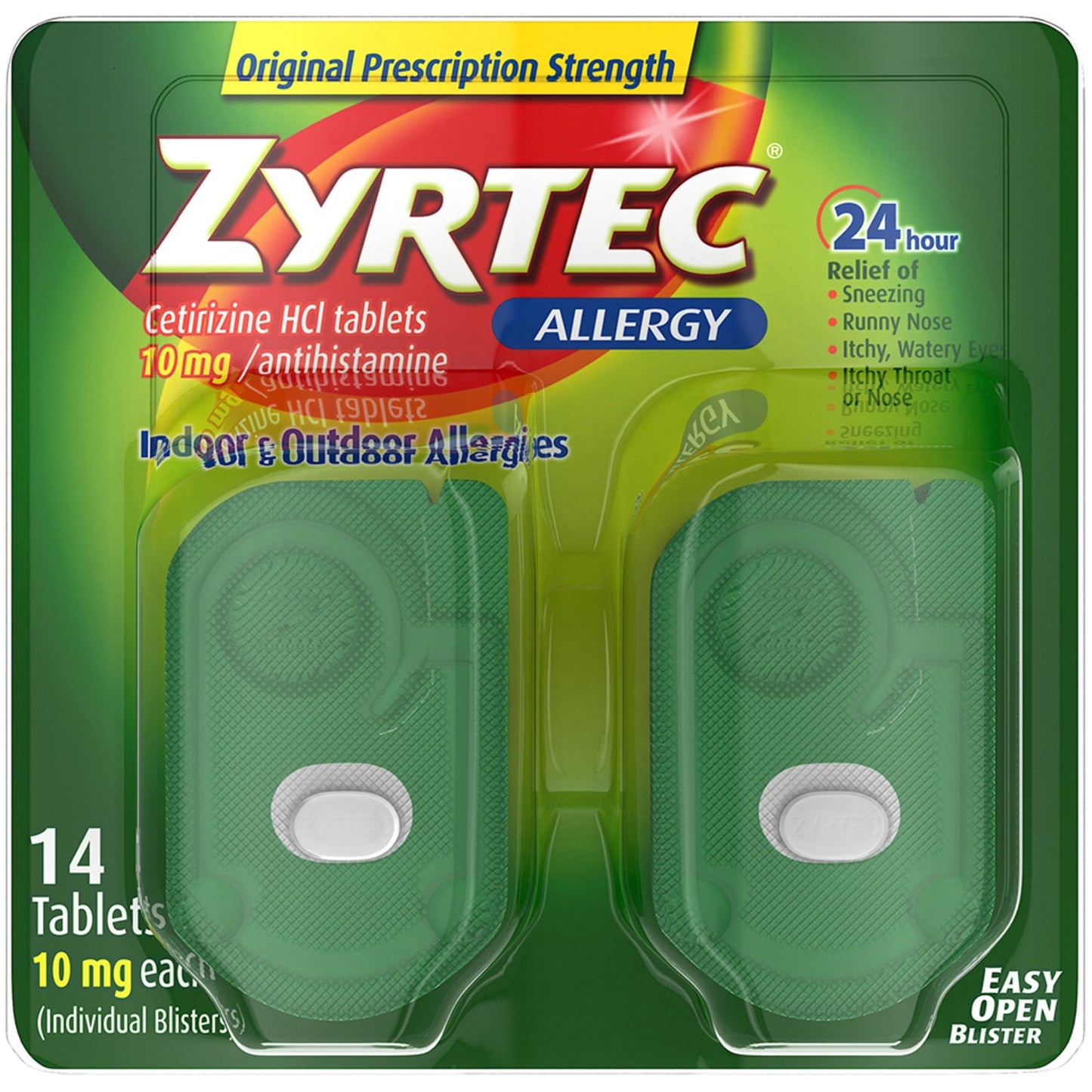 Zyrtec 24 HR Allergy Relief Tablets, Cetirizine Antihistamine, 10 mg