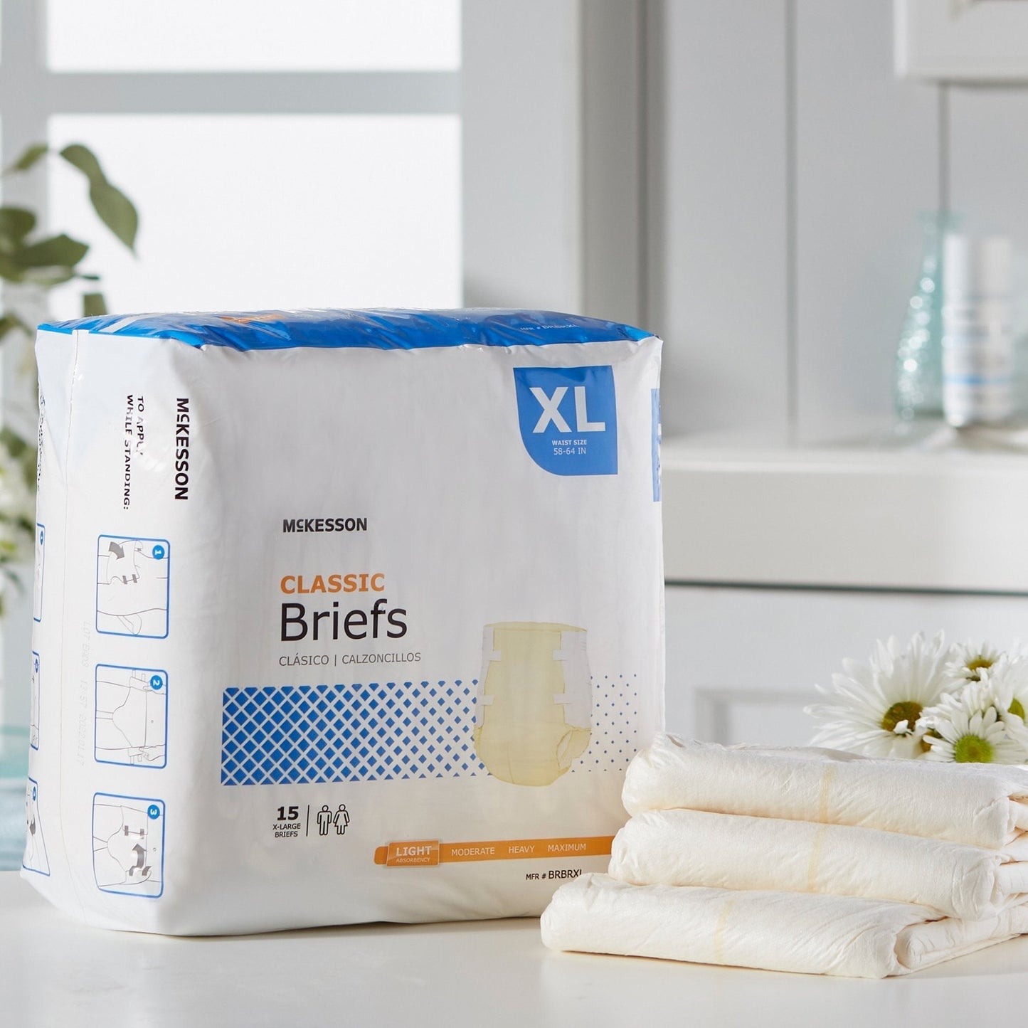 McKesson Classic Light Absorbency Incontinence Brief, XL, 60 ct