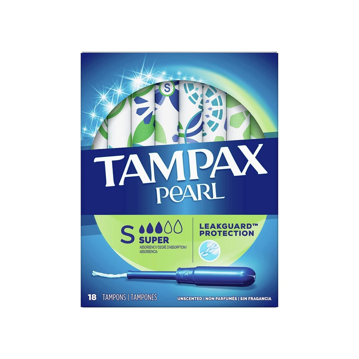 Tampax Pearl Tampons with LeakGuard Braid, Unscented, 18 ct.