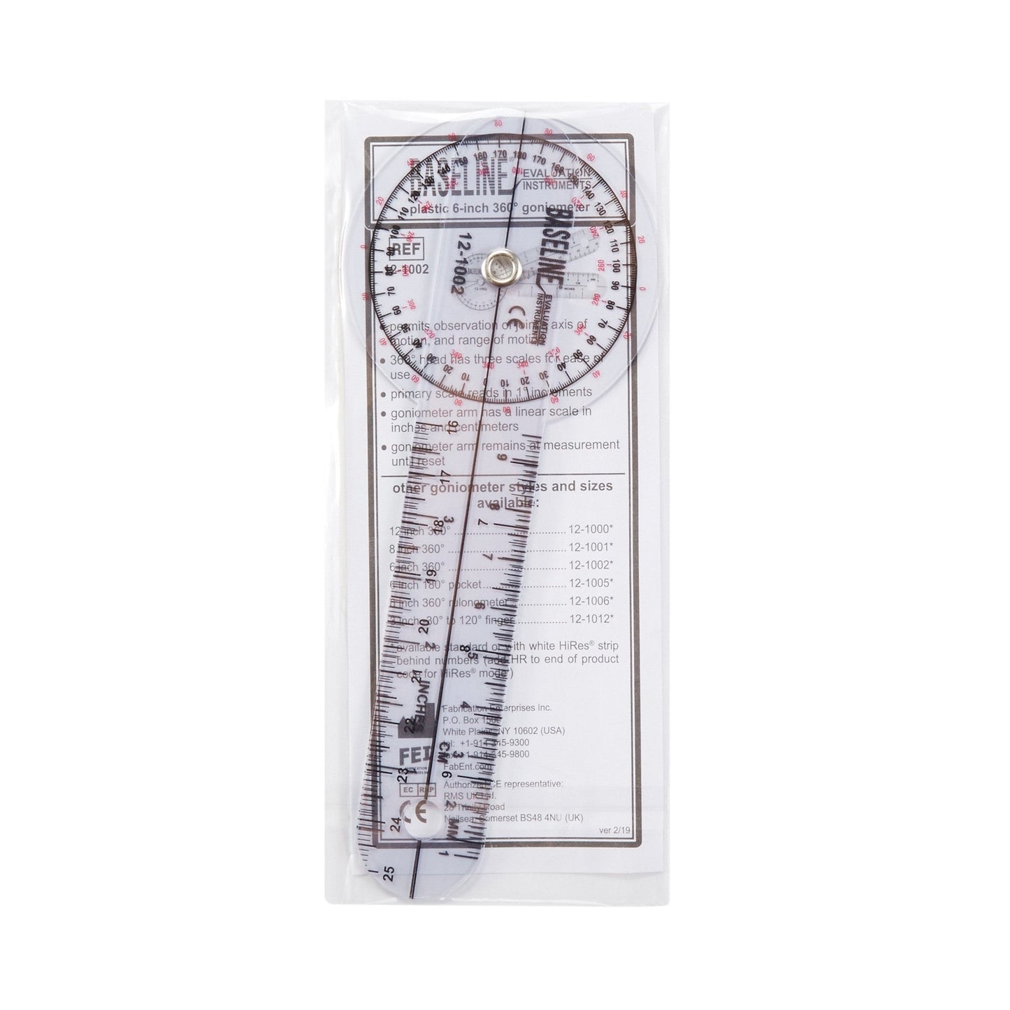 Baseline® 360° Head Plastic Goniometer, 6 Inch Arms