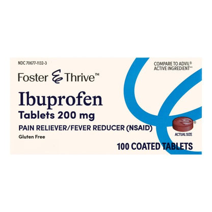 Foster & Thrive Pain Reliever & Fever Reducer, Ibuprofen Tablets, 200 mg.