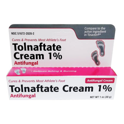 Tolnaftate Antifungal Cream 1% Athlete's Foot Treatment, 2 oz.