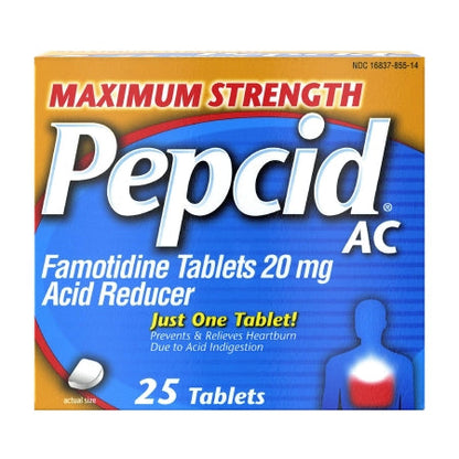 Pepcid AC Maximum Strength Tablets, 20 mg.