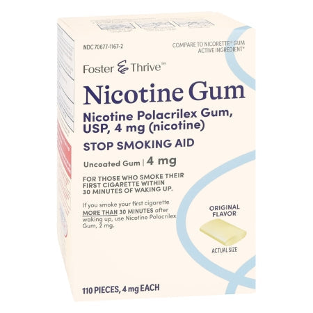 Foster & Thrive Nicotine Gum, 2 - 4 mg, Uncoated, Stop Smoking Aid