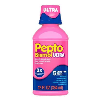 Pepto Bismol Ultra Strength 5 Symptom Relief Liquid, Original Flavor