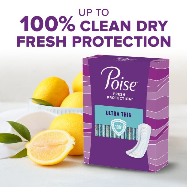 Poise Fresh Protection Ultra Thin Pads, Maximum Long