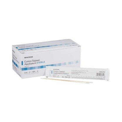 McKesson 6" Sterile Swabstick, Cotton Tip Wood Shaft, 100 ct.