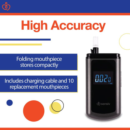 Sensiv Portable Breathalyzer, Professional-Grade Accuracy Alcohol Tester