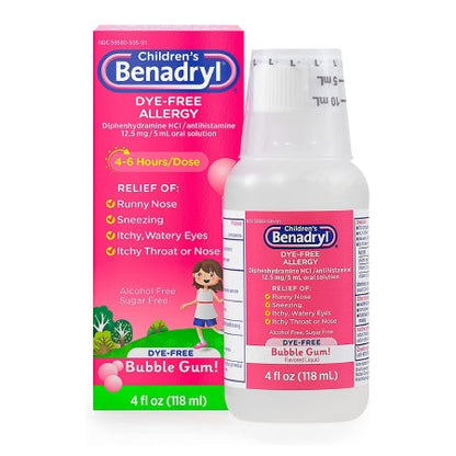 Children's Benadryl Allergy Relief Liquid Medicine, Multiple Flavors