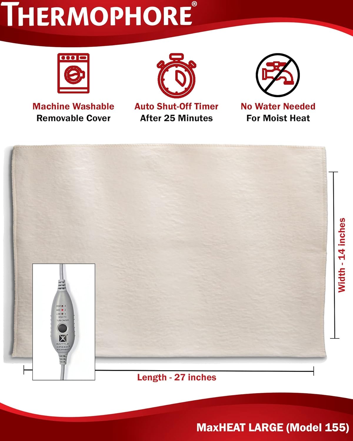 Thermophore® MaxHEAT™ Moist Heating Pad for Backs, Hips, Legs and Shoulders