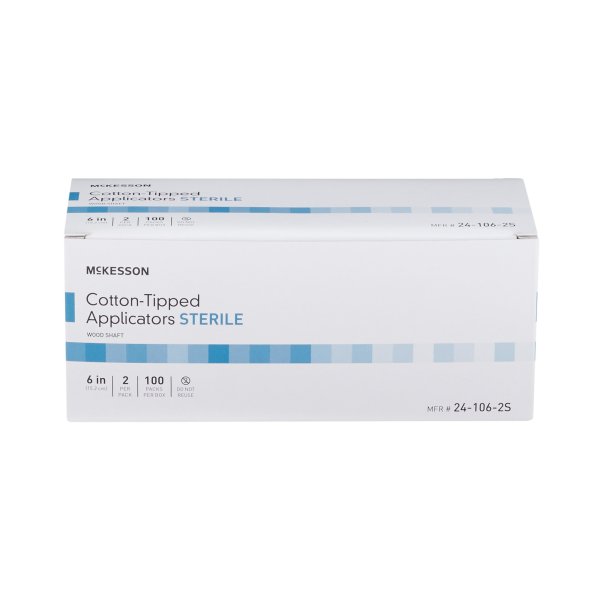 McKesson 6" Sterile Swabstick, Cotton Tip Wood Shaft, 100 ct.