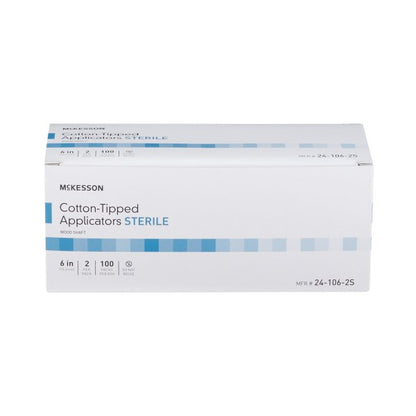 McKesson 6" Sterile Swabstick, Cotton Tip Wood Shaft, 100 ct.