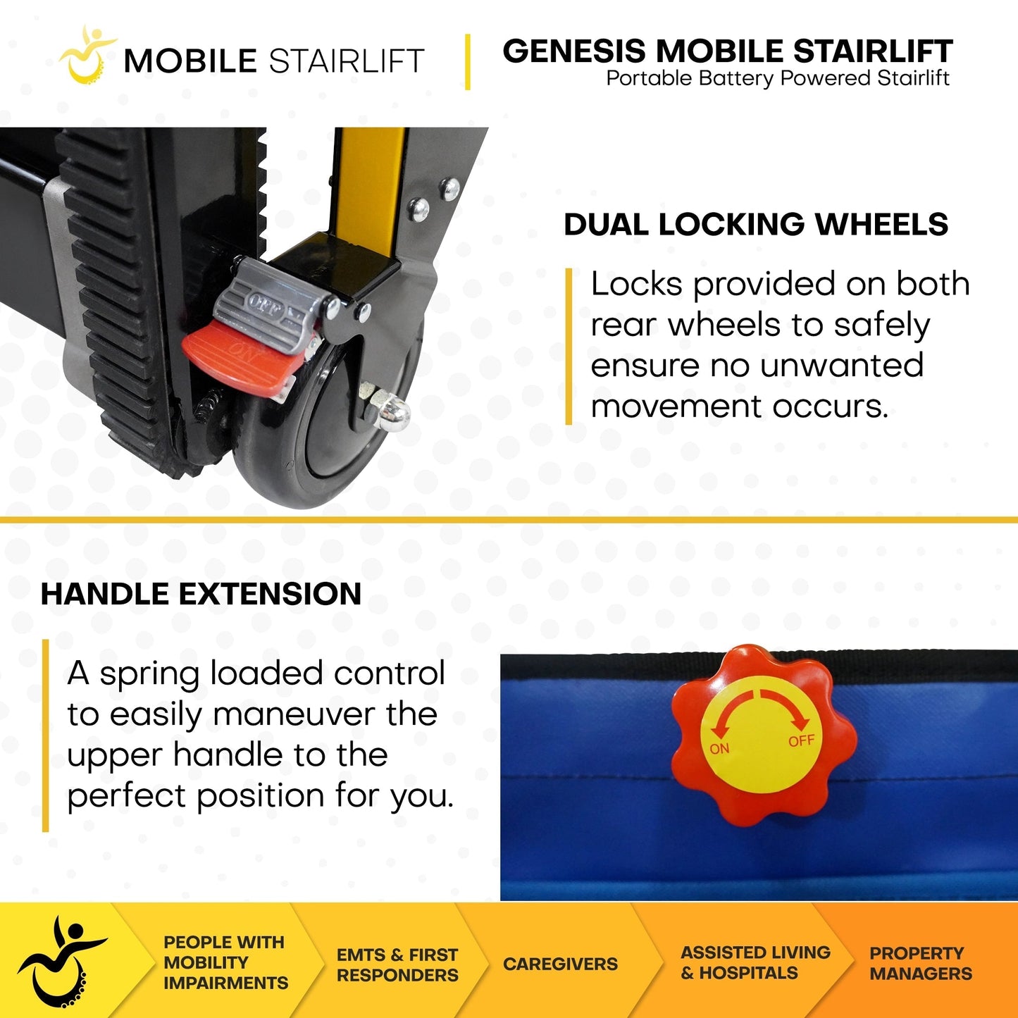 Genesis Battery Powered Mobile Stairlift – Portable Stairlift Alternative with 400 lb Capacity
