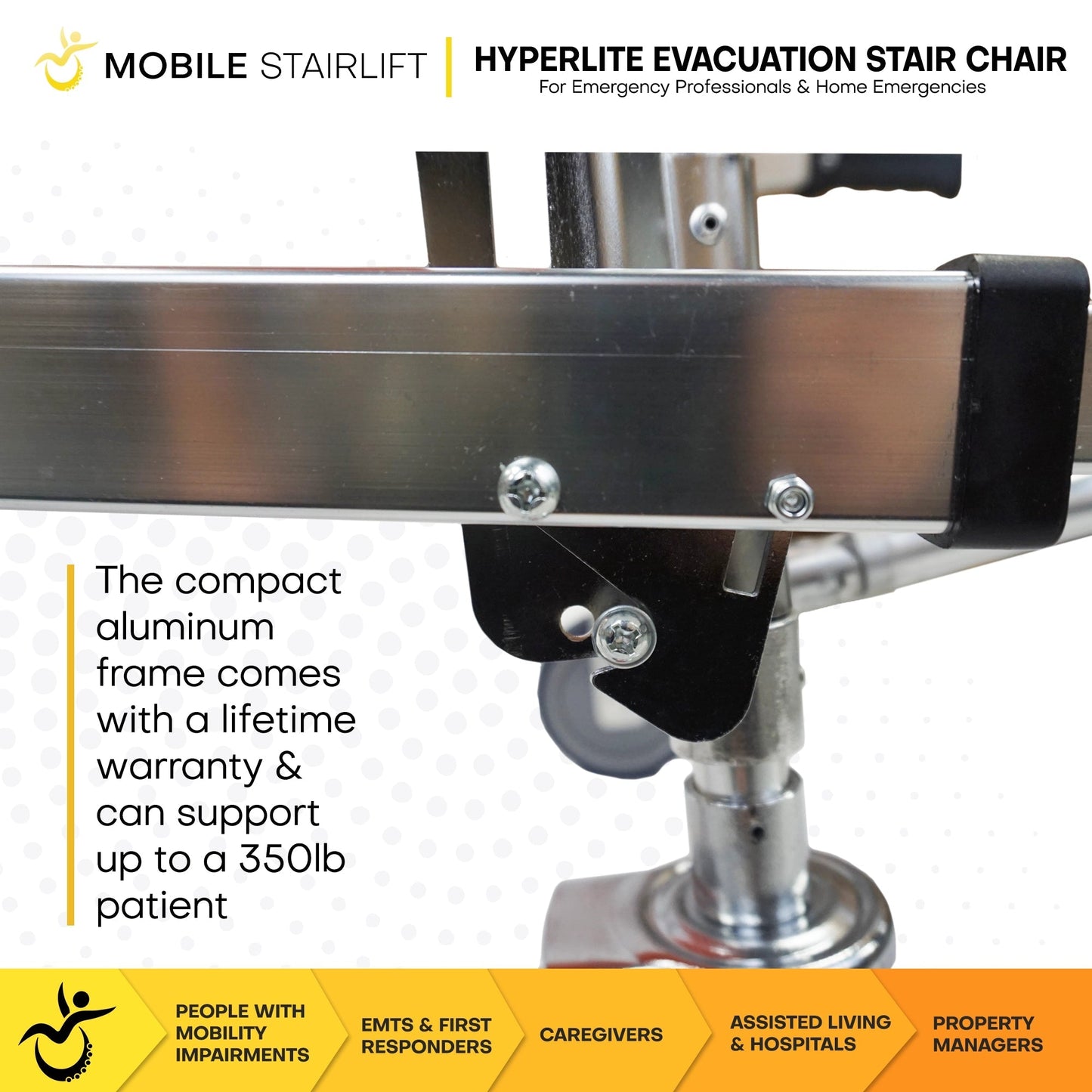 HyperLite Ultra-Light Evacuation Chair – Track-Free Manual Stair Chair for Emergency Transport