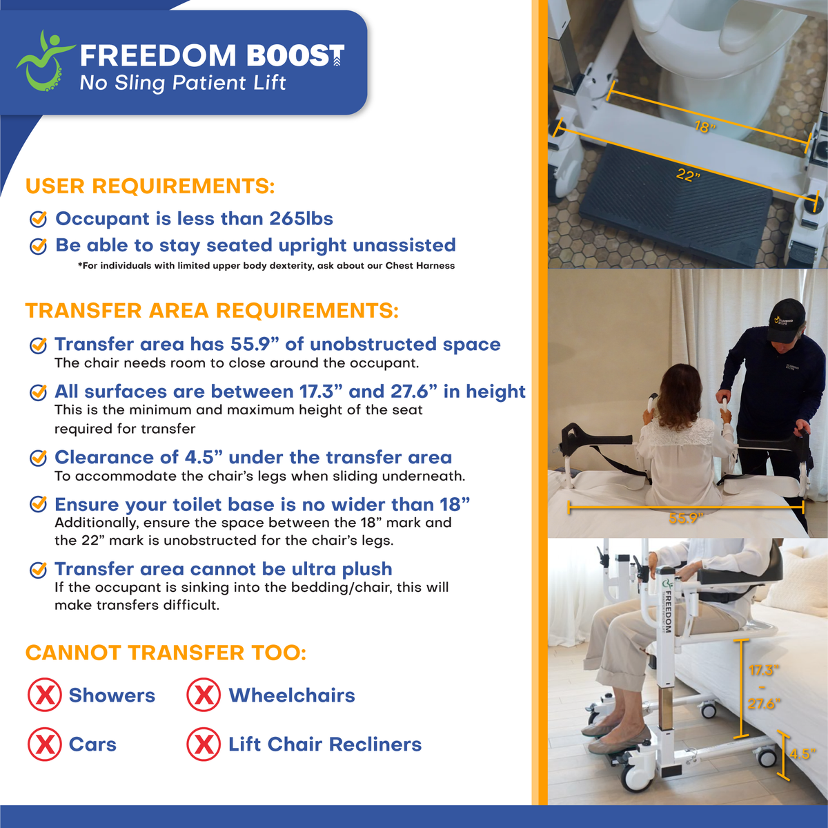 Freedom BOOST Sling Free Seated Patient Lift