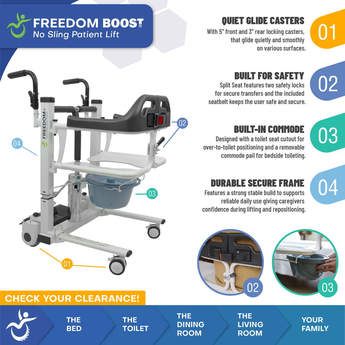 Freedom BOOST Sling Free Seated Patient Lift