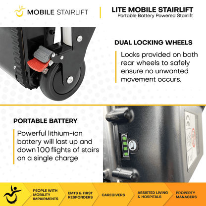 LITE Battery Powered Mobile Stairlift – Ultra Lightweight Portable Stairlift for Home Travel & Daily Transfers