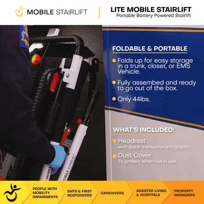 LITE Battery Powered Mobile Stairlift – Ultra Lightweight Portable Stairlift for Home Travel & Daily Transfers