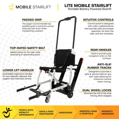 LITE Battery Powered Mobile Stairlift – Ultra Lightweight Portable Stairlift for Home Travel & Daily Transfers