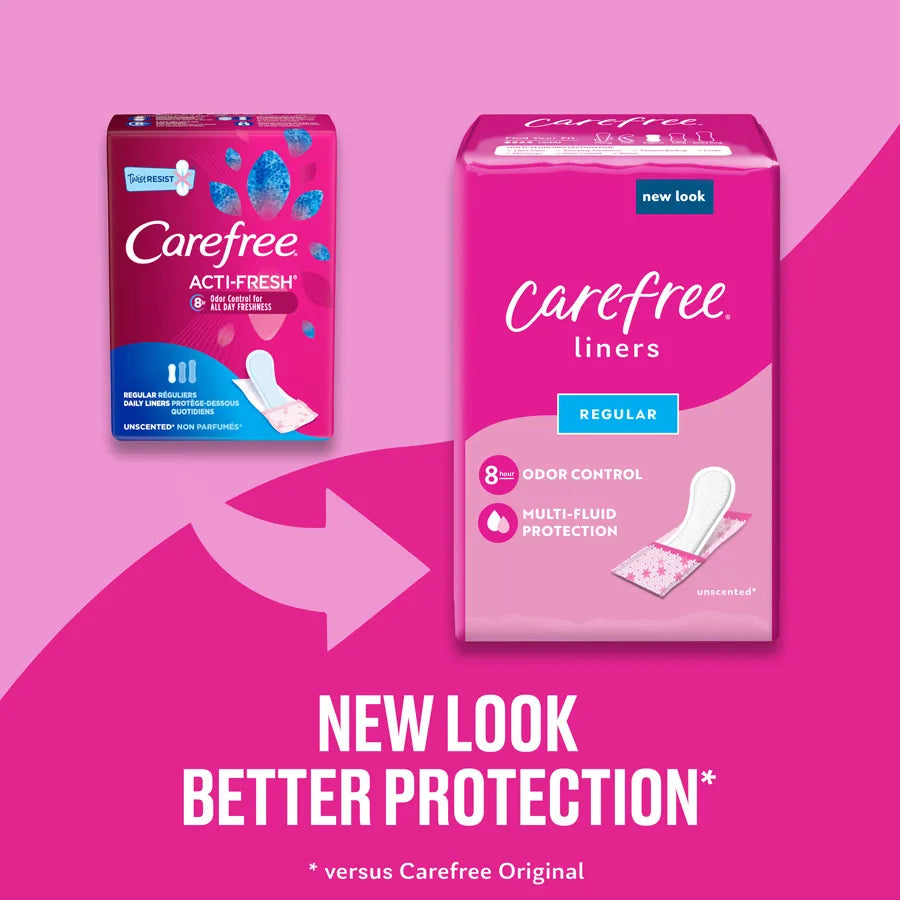 Carefree® Panty Liners, Regular Liners, Wrapped. 54 ct.