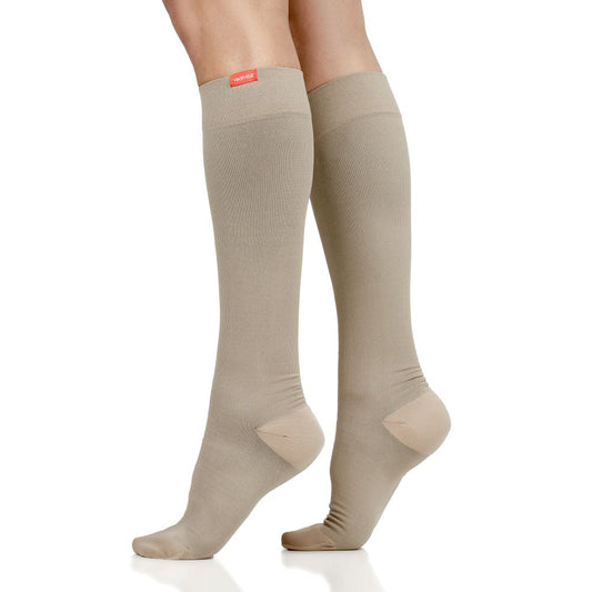 FSA Eligible 30-40 mmHg: Solid Cashew (Moisture-Wick Nylon Compression Socks)