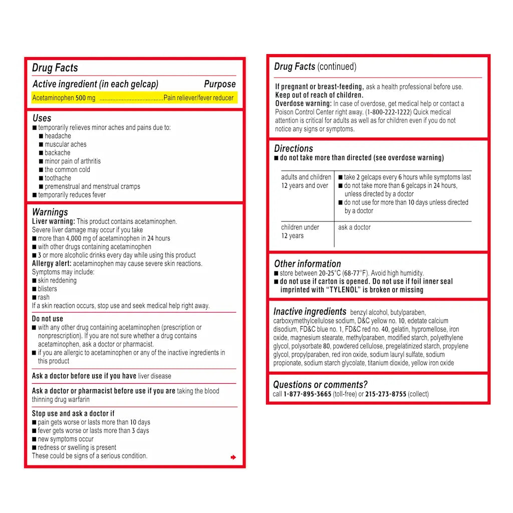 Tylenol Rapid Release Gels for Fast Pain, Headache & Fever Relief
