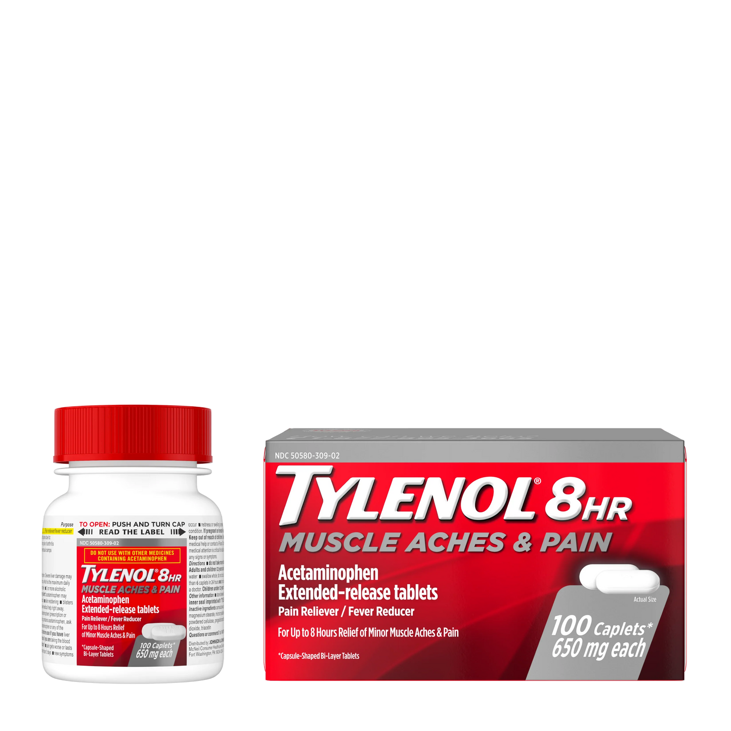 TYLENOL® 8 HR Muscle Aches & Pain Caplets, 100 ct.