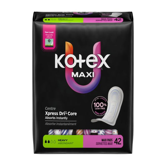 Kotex Clean & Secure Maxi Pads, Heavy, 42 ct.