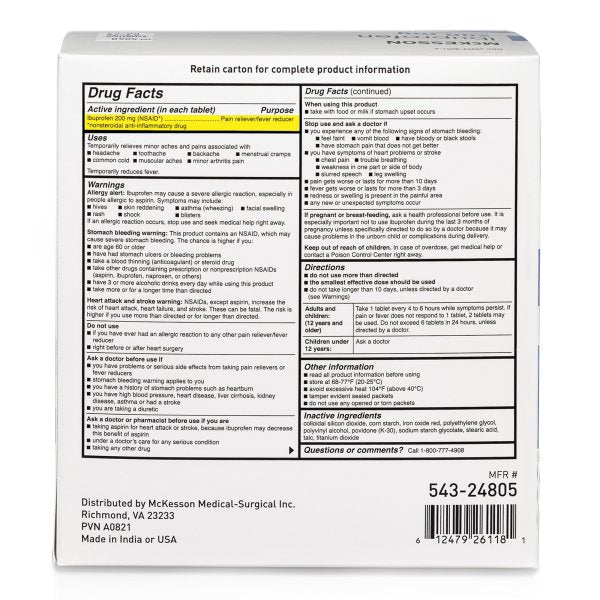McKesson Ibuprofen Pain Relief Individual Packets, 200 ct.