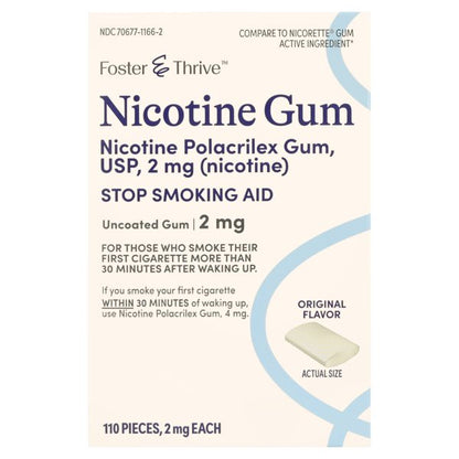 Foster & Thrive Nicotine Gum, 2 - 4 mg, Uncoated, Stop Smoking Aid