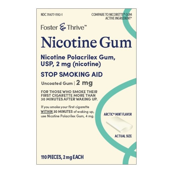 Foster & Thrive Nicotine Gum, 2 - 4 mg, Uncoated, Stop Smoking Aid