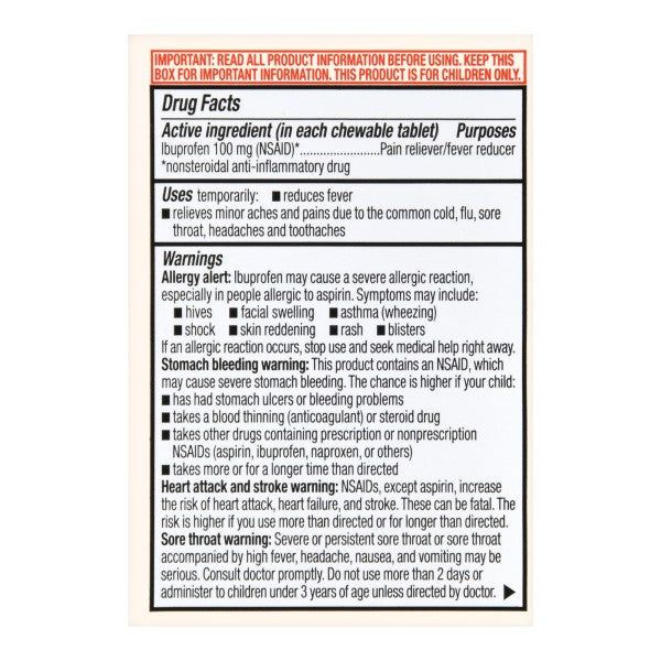 Foster & Thrive Children's Chewable Ibuprofen Tablets, Orange, 24 ct.