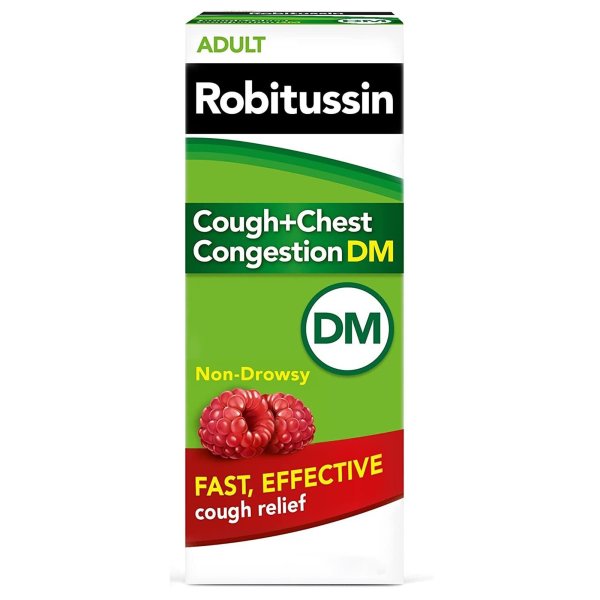 Robitussin Adult Cough + Chest Congestion DM Liquid, Raspberry