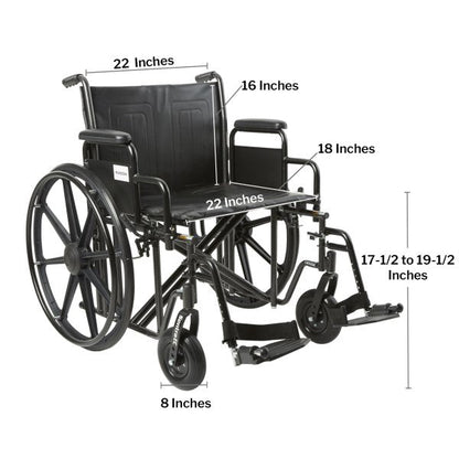 McKesson Heavy-Duty Wheelchair, 450 lb. Capacity, 22 - 24" Seat Widith
